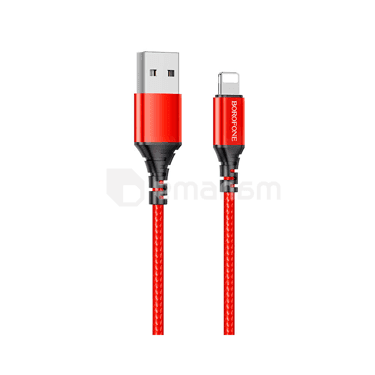 მობილური ტელეფონის დამტენი სადენი Borofone USB-A Lightning 1მ 2.4А წითელი