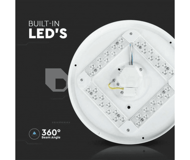 ჭერის განათება LED V-TAC 24W 3000 6500K 2600Lm CCT CHANGING 3IN1 მრგვალი 217606