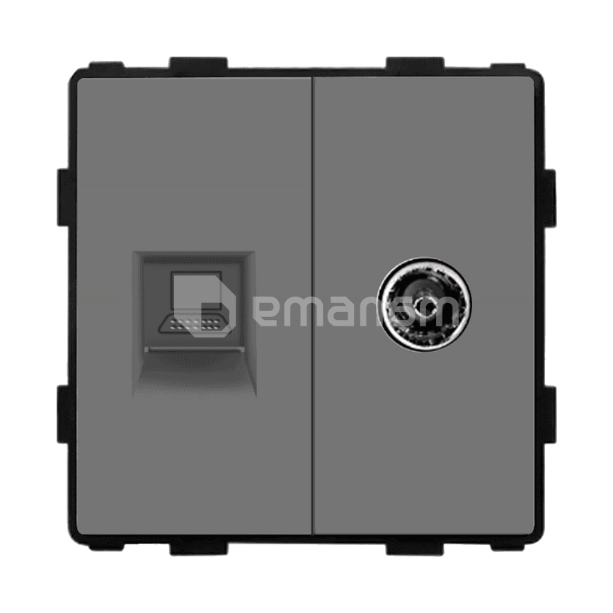 როზეტი ჩარჩოს გარეშე Socket Style 2 Internet CAT6 RJ45 TV ნაცრისფერი