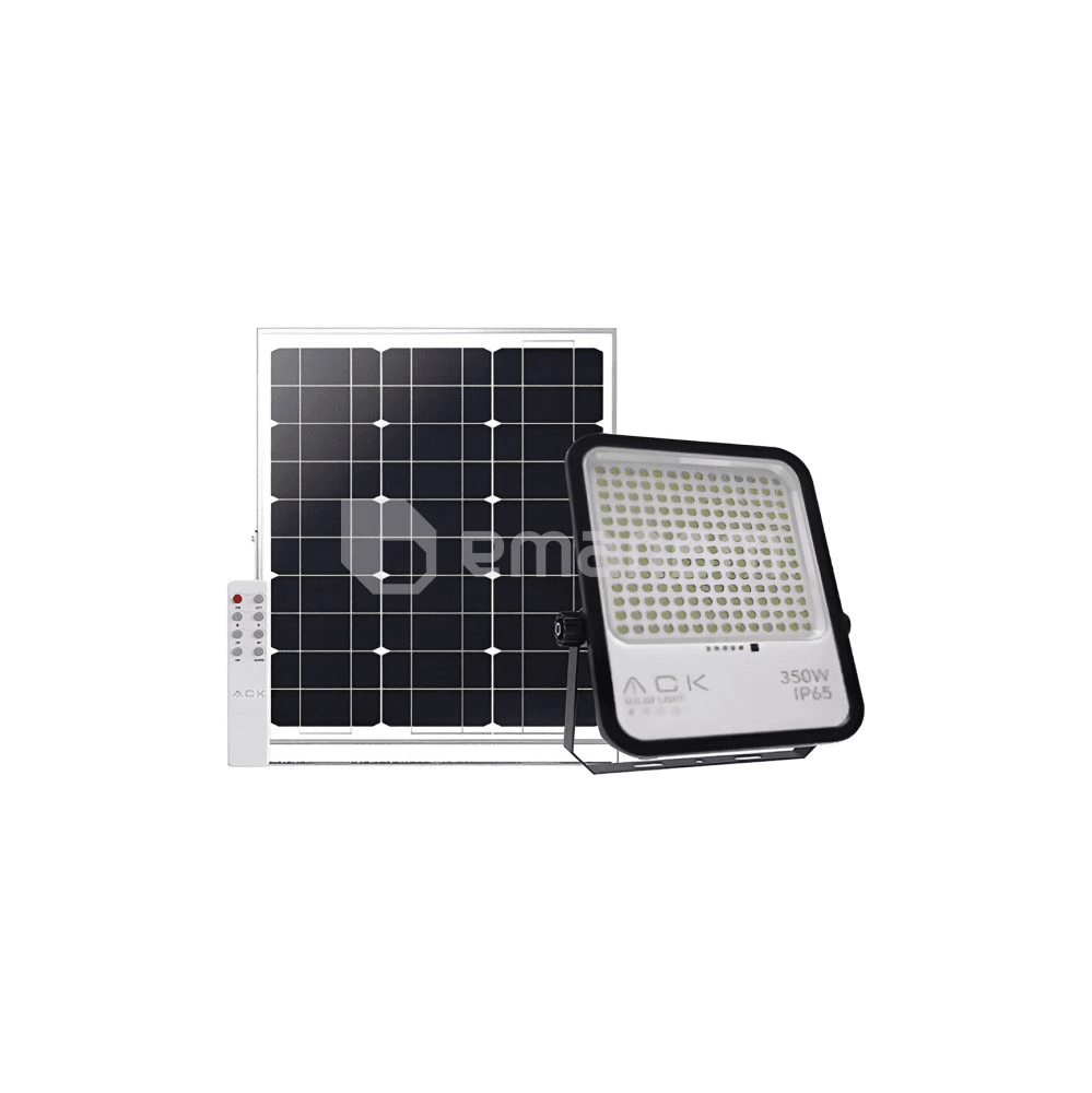 პროჟექტორი ACK მზის ენერგიაზე 350W 6500K 3850Lm მოძრაობის სენსორი IP65