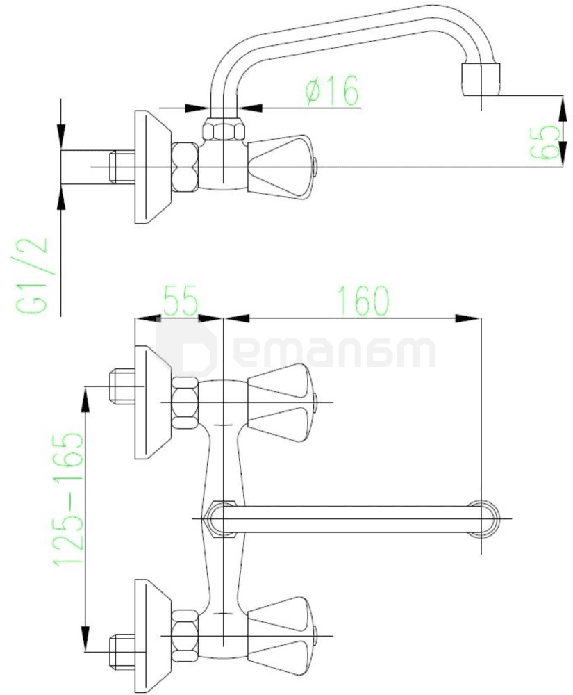 სამზარეულოს ონკანი KFA Standard Chrome L160მმ