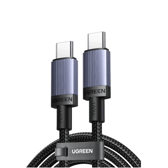 USB კაბელი UGREEN L528 (65833), 100W, Type-C to Type-C Cable, 2m, Grey/Black