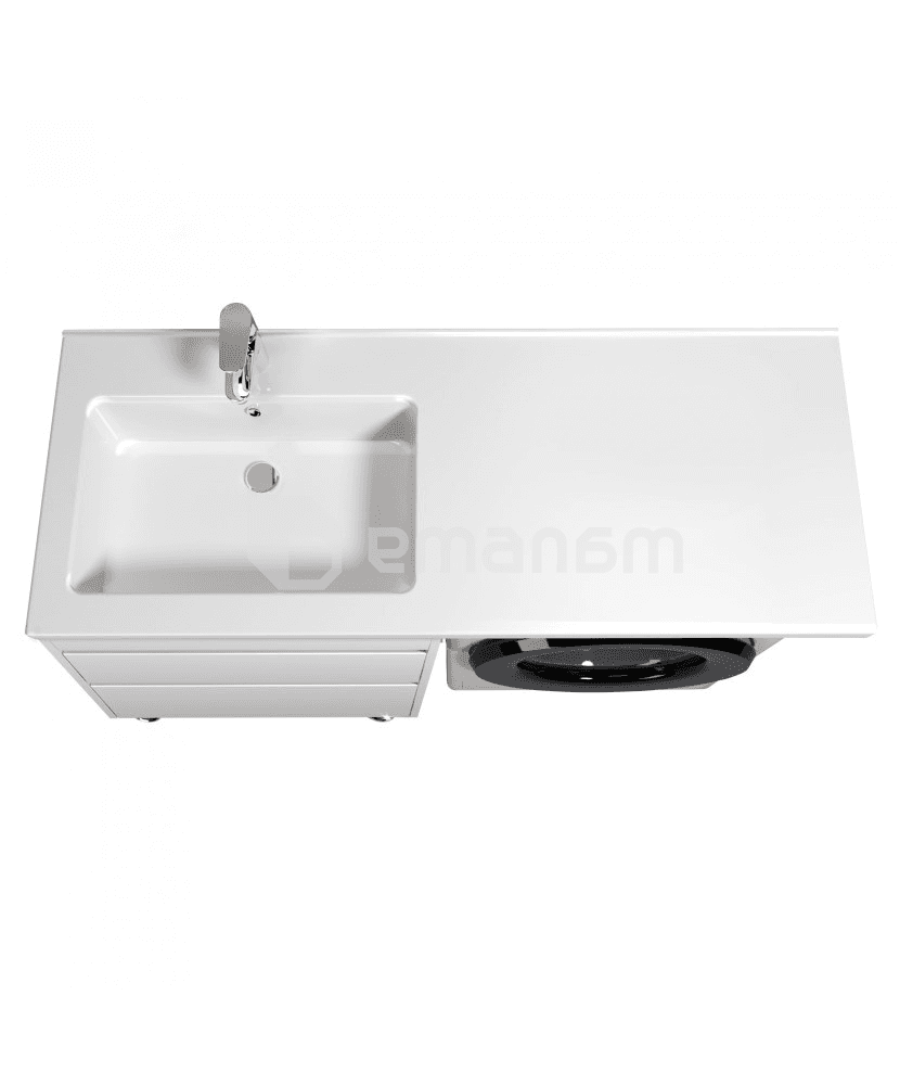 აბაზანის ტუმბო ხელსაბნით მარცხენა WING 60-W L white Rodeo-120 L სარეცხი მანქანისთვის