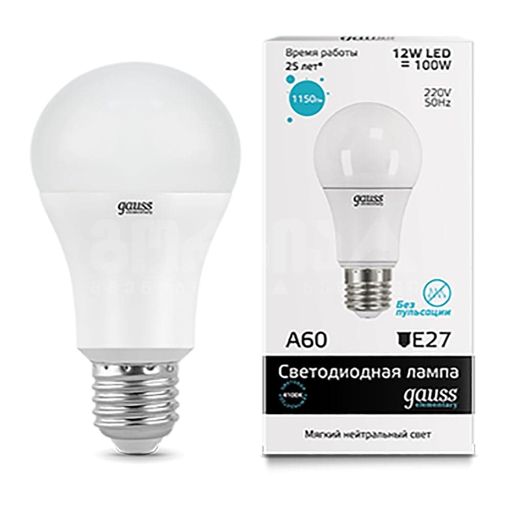 ლედ ნათურა A60 12W E27 4100K gauss el - 23222