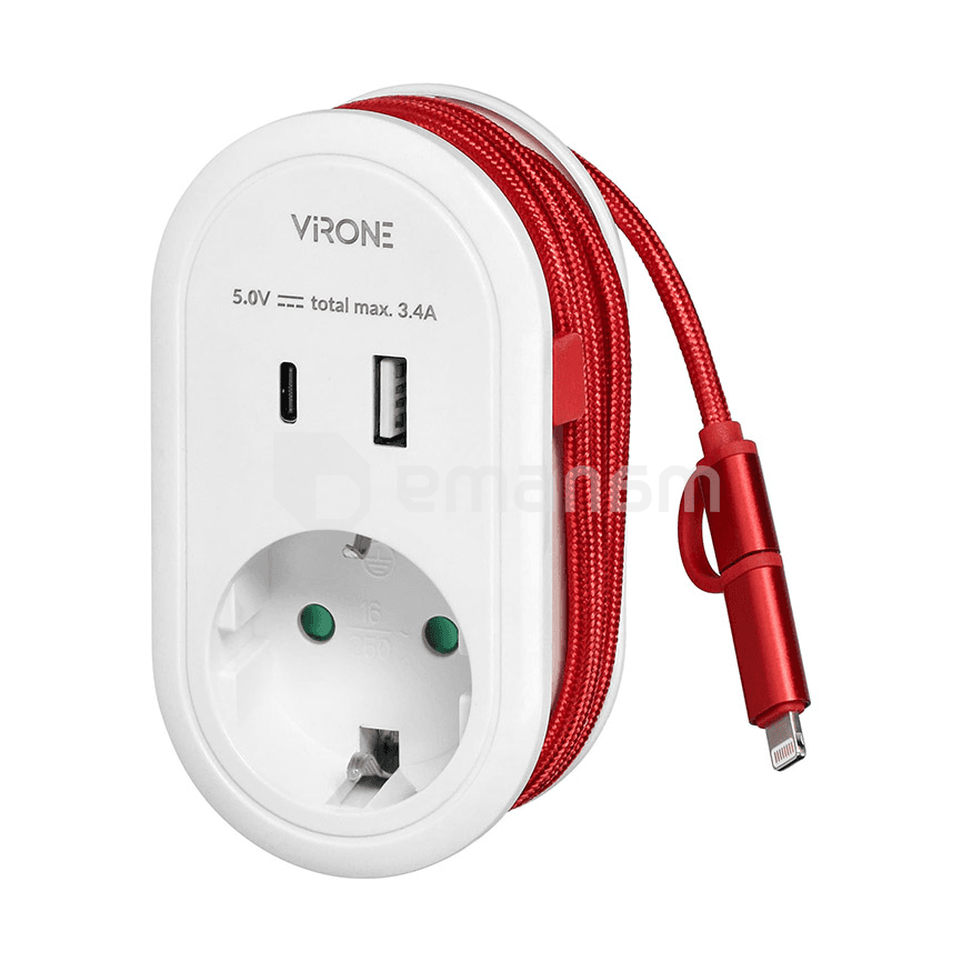 დამტენი მოწყობილობა ORNO USB-А C Lightning 5V 3.4А