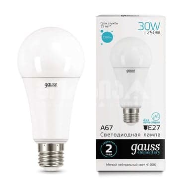 ლედ ნათურა A67 30W E27 4100K gauss el - 73229