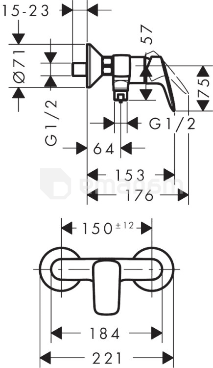 საშხაპის შემრევი Hansgrohe MyCube 71261000