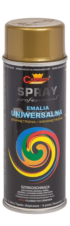 უნივერსალური სპრეი საღებავი Champion Universal Enamel 400 მლ ოქროსფერი მეტალიკი