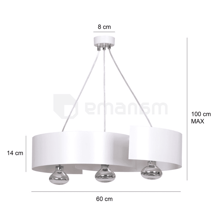 ჭაღი EMIBIG VIXON 3 E27 3x MAX 40W თეთრი