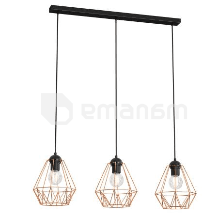 ჭაღი LUMINEX Bergen line bar 3 620 E27 3x MAX 60W შავი სპილენძი