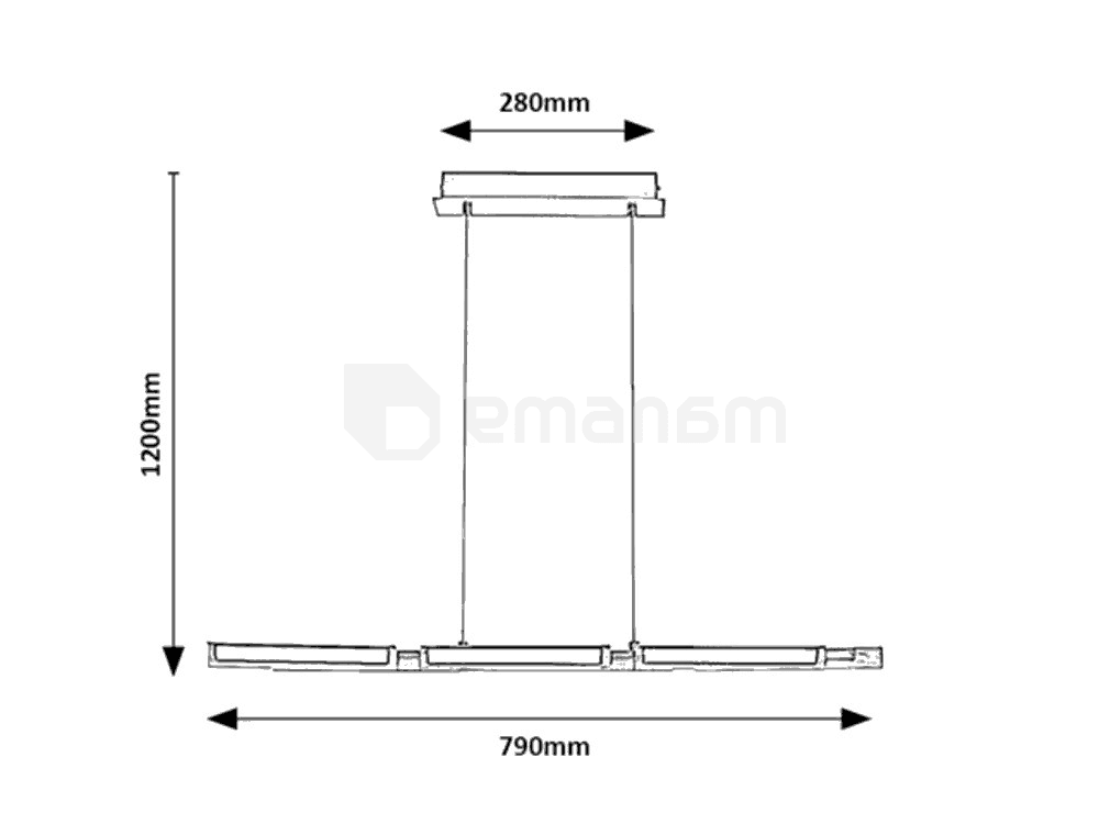 საკიდი Rabalux REMIEL LED 30W 3000K 1570Lm L790 შავი 72045