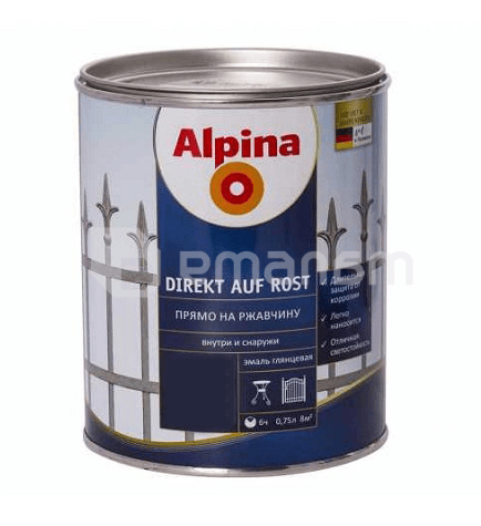 ემალი Alpina DIREKT AUF ROST RAL9006 ვერცხლისფერი 750 მლ