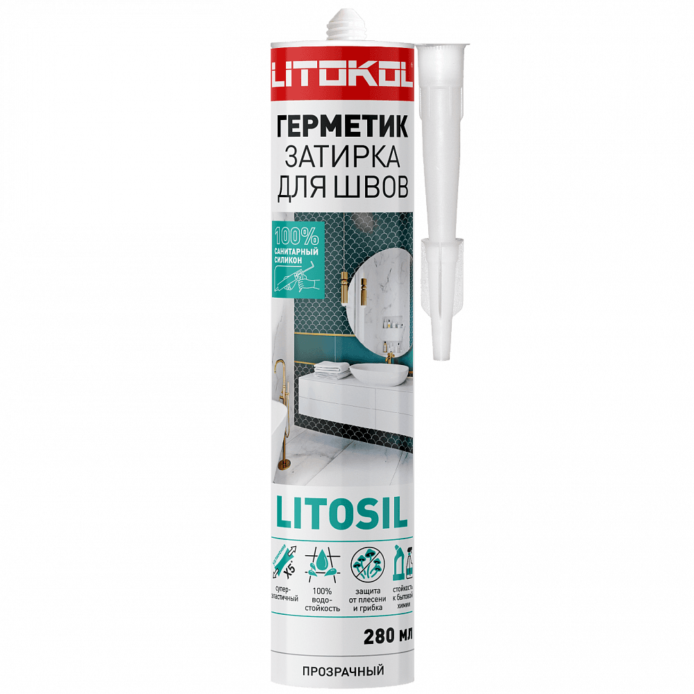 სილიკონის ჰერმეტიკი LITOSIL (გამჭვირვალე) 280ML