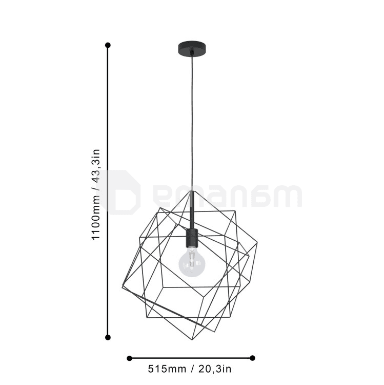 საკიდი Eglo STRAITON 1 E27 1x MAX 60W შავი 43359