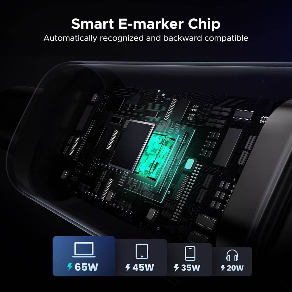 USB კაბელი UGREEN Uno L509 (35501), 100W, Type-C to Type-C, 1M, Black/Grey 