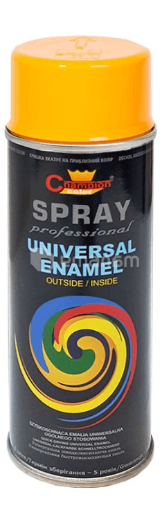 უნივერსალური სპრეი საღებავი Champion Universal Enamel RAL 1023 400 მლ ყვითელი