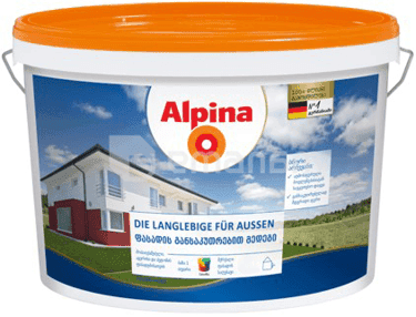 დისპერსიული საღებავი Alpina Die Langlebige für Aussen B1 10 ლ
