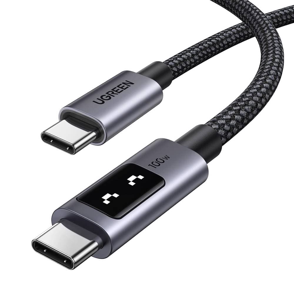 USB კაბელი UGREEN Uno L509 (35501), 100W, Type-C to Type-C, 1M, Black/Grey 