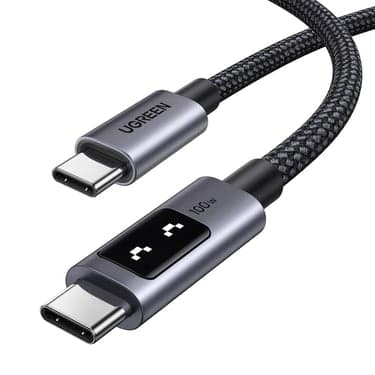 USB კაბელი UGREEN Uno L509 (35501), 100W, Type-C to Type-C, 1M, Black/Grey 