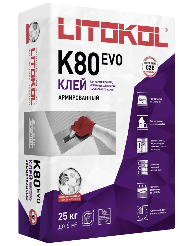 წებო-ცემენტი LitoFlex K80 C2E 25კგ