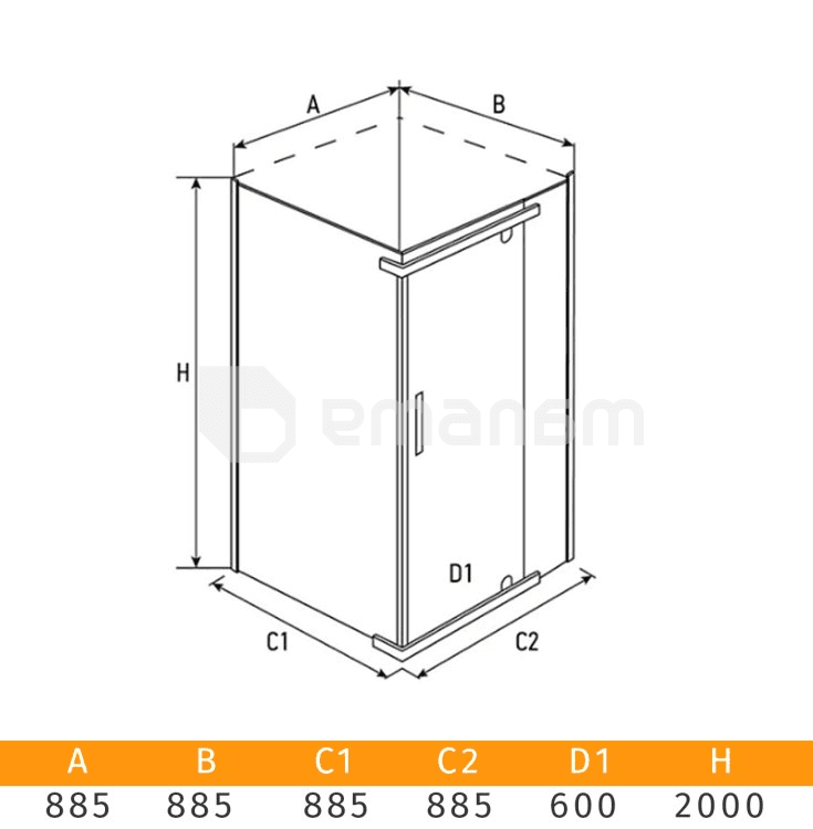 შუშა შხაპის Erlit ER10109H-C4 90x90x200 cm