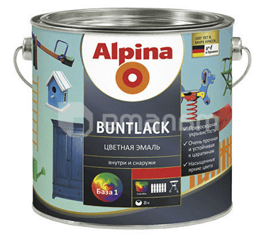 ფერადი ემალი Alpina Buntlack SM ნახევრად მქრქალი თეთრი 0.713 ლ