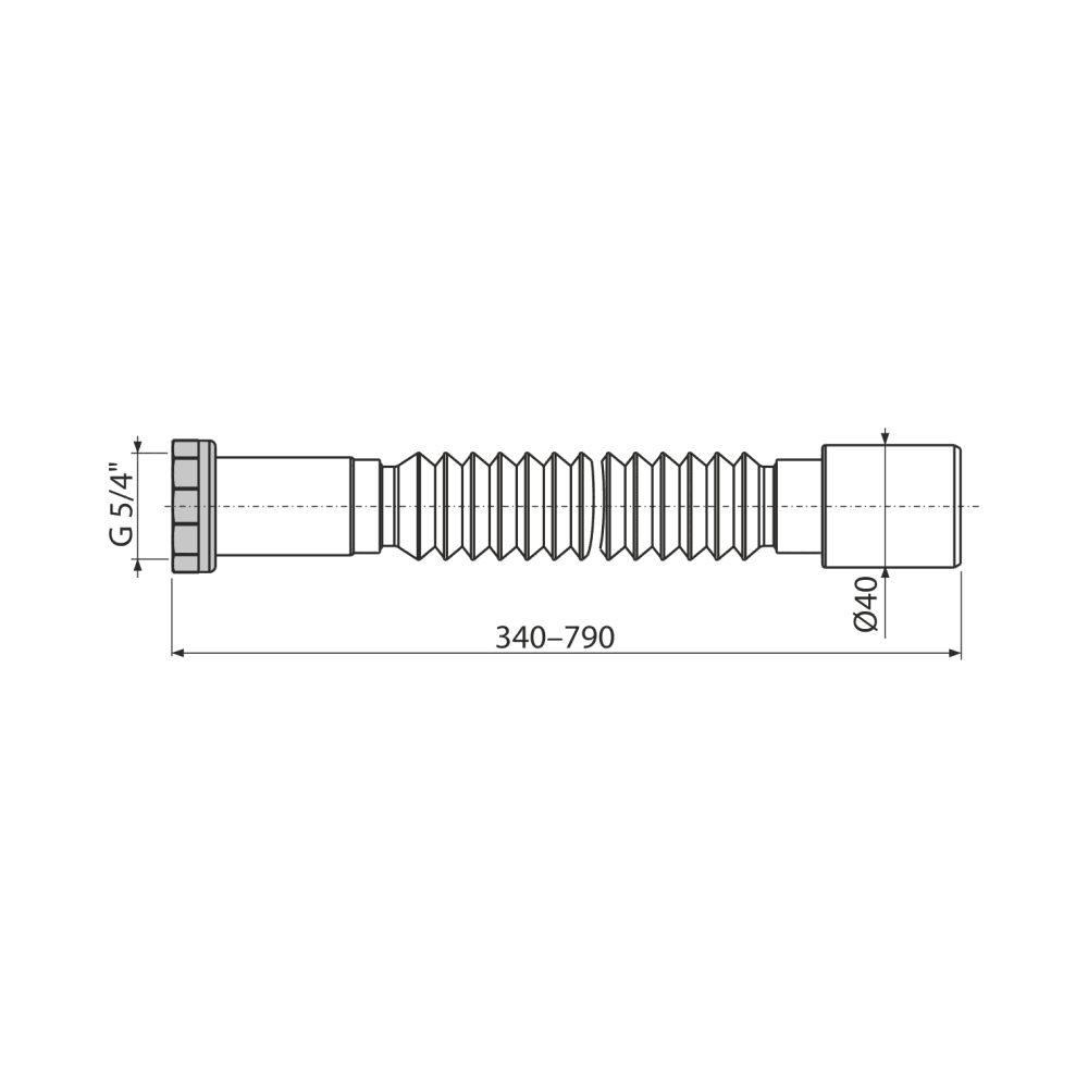 გოფრირებული მილი ლითონის ხრახნით Alca Drain A740 5/4"×40