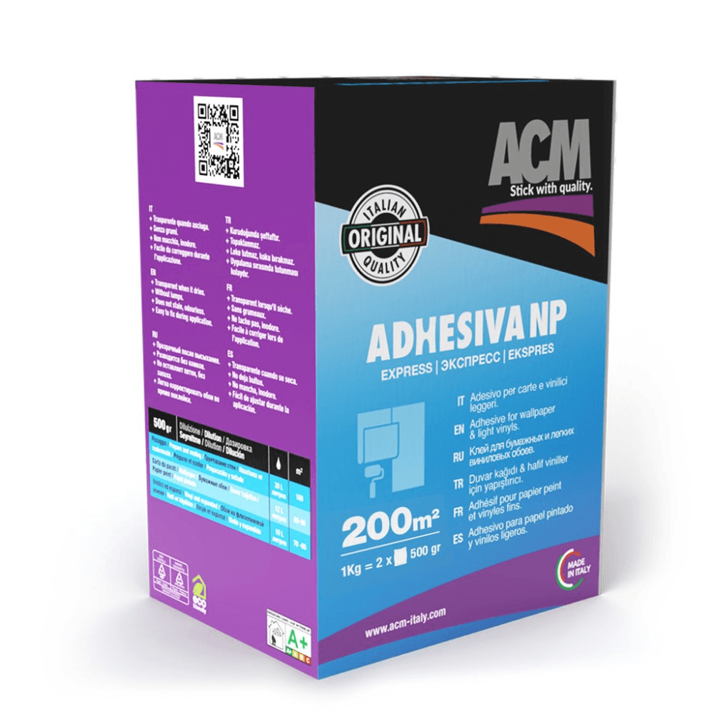 შპალერის წებო ACM ADHESIVA NP ფხვნილი ქაღალდის საფუძვლისთვის 1კგ