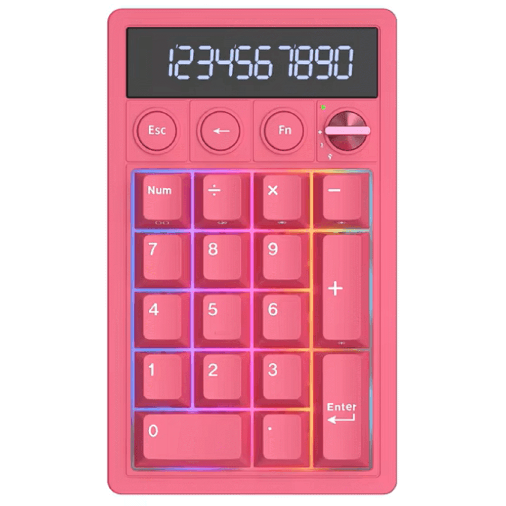 კლავიატურა Royal Kludge RKM20-BR-YXZ RGB Mechanical Numpad, Violet Switch, Hot Swappable, Wireless, Type-C, Bluetooth, 2.4GHz, Berry Red