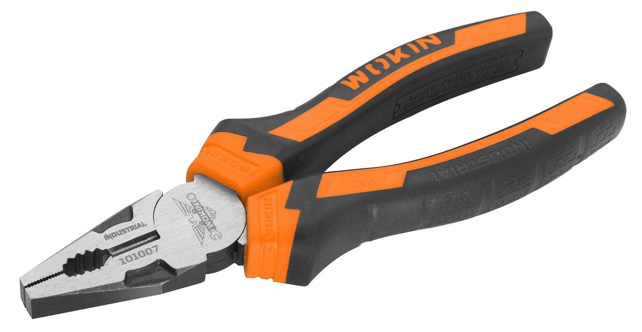 ბრტყელტუჩა Wokin 101008, 200mm COMBINATION PLIERS (INDUSTRIAL), Black/Orange