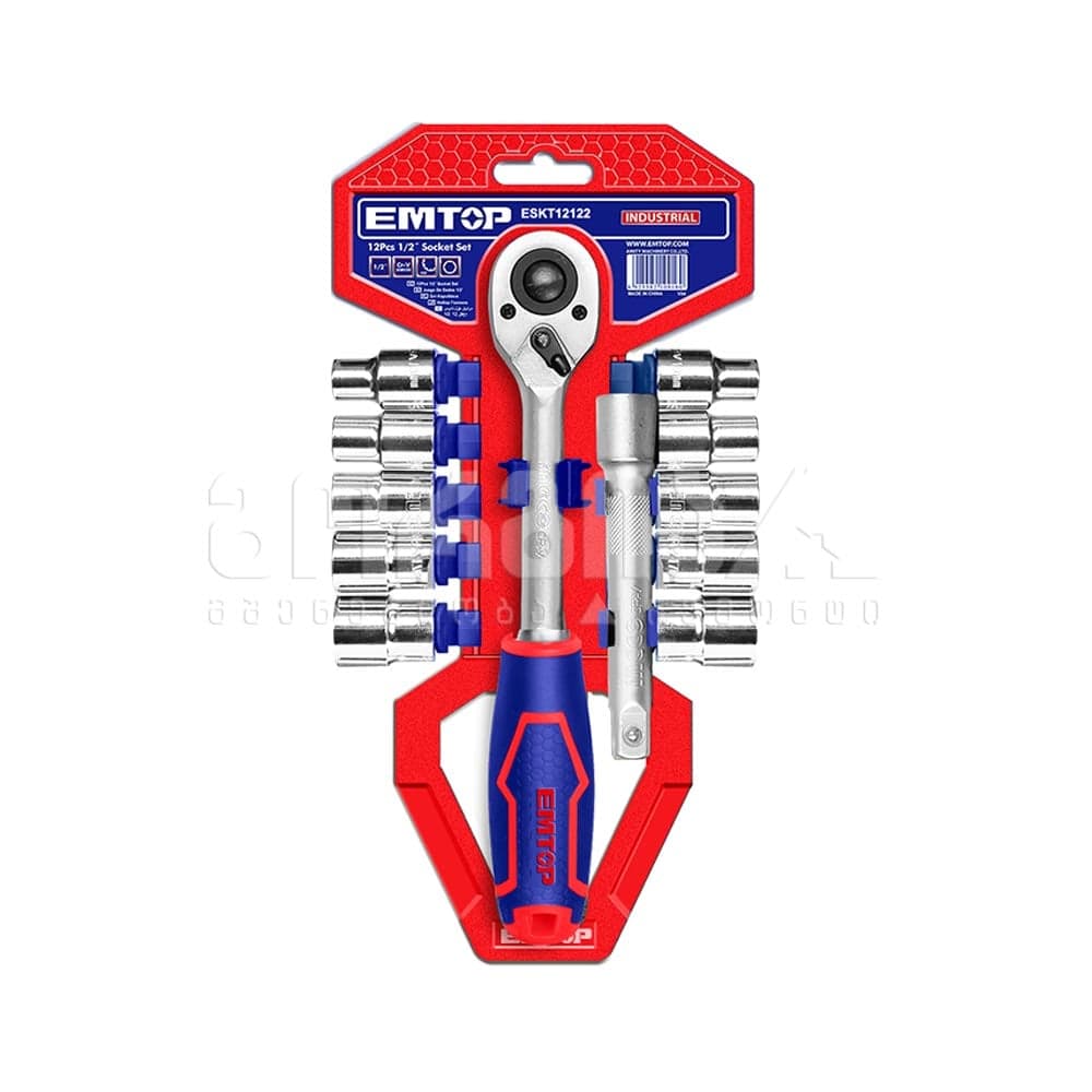ხრუტუნა ქანჩის ნაკრები 12ც 1/2" 45T Emtop-ESKT12122