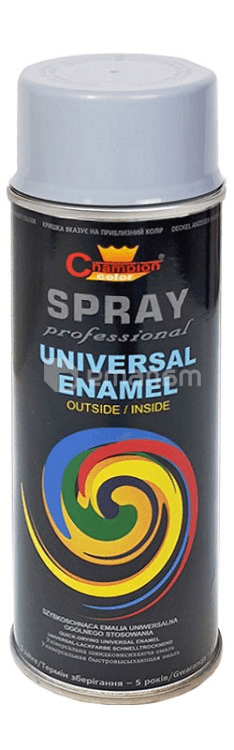 უნივერსალური სპრეი საღებავი Champion Universal Enamel RAL 9006 400 მლ ვერცხლისფერი ქრომი