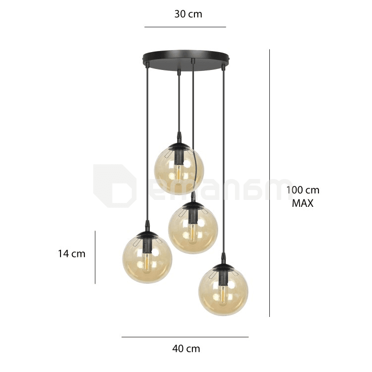 საკიდი EMIBIG Cosmo Premium 4 E14 4x MAX 40W შავი MIODOWY