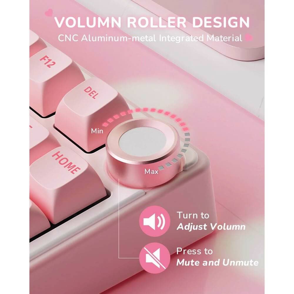 კლავიატურა Royal Kludge RKR75-PM-XH RGB Mechanical Keyboard, Cream Switch, Hot Swappable, Wired, USB, Pink Melody