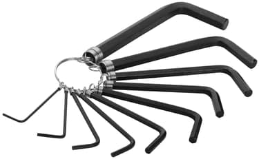 ექვსკუთხა სახრახნისის ნაკრები Wokin 208510, 10 Pcs, Hex Key Set On Ring, Black