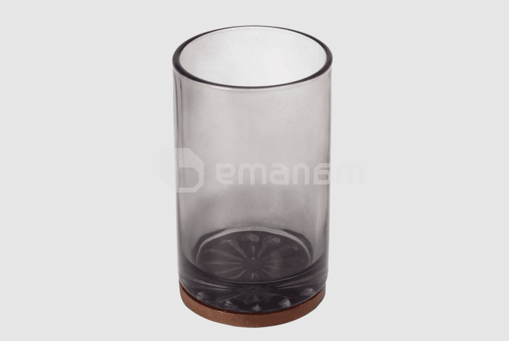 ჭიქა კბილის ჯაგრისებისათის Bisk Figo Wood/Glass Dark Grey