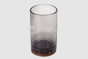 ჭიქა კბილის ჯაგრისებისათის Bisk Figo Wood/Glass Dark Grey