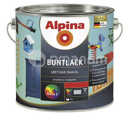 ფერადი ემალი Alpina Buntlack SM Weiss B1 2.38 ლ