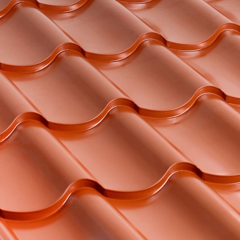 მეტალოკრამიტი ფერადი თუნუქის სახურავი 0.5X1180 პრიალა RAL8004 NOVA