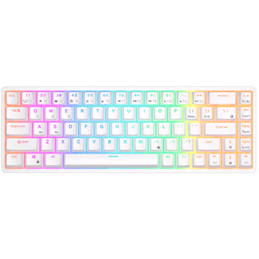 კლავიატურა Royal Kludge RK G68 RGB Mechanical Keyboard, Red switch, Hot Swappable, Wireless, USB Type-C, 2.4 GHz, Bluetooth, White