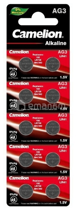 ელემენტი Camelion AG3-BP10 Alkaline LR41 10 ც