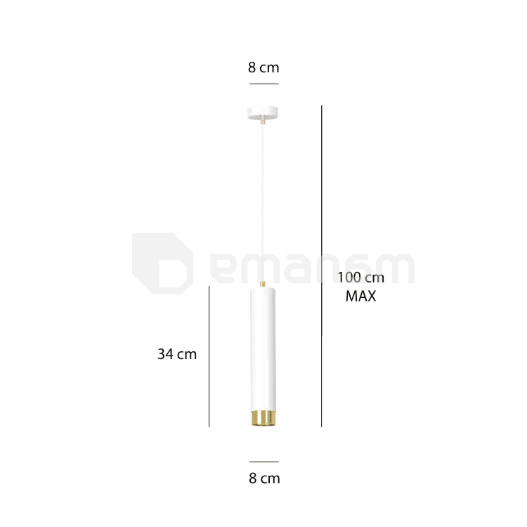 საკიდი EMIBIG Kibo 1 GU10 1x MAX 30W თეთრი ოქროსფერი