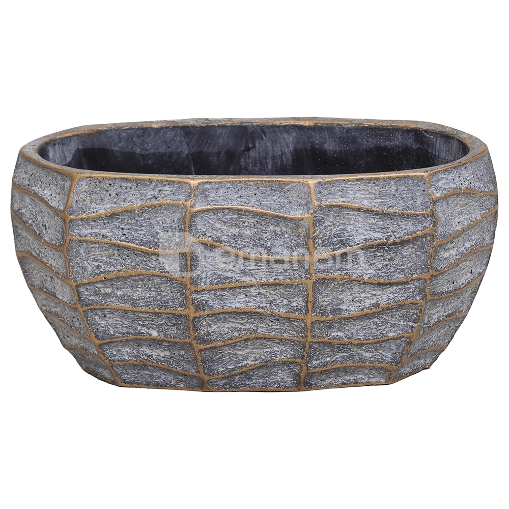 კერამიკული ქოთანი Mega Collections Aurum Oval Wave Bronze L27W15H13