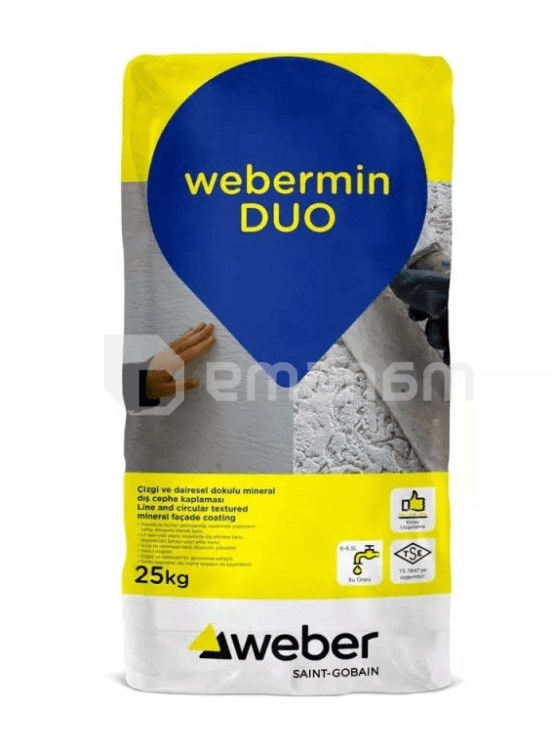 ბათქაში ფასადის ჰიდროსაიზოლაციო Weber Webermin DUO 3-3.5 მმ 25 კგ
