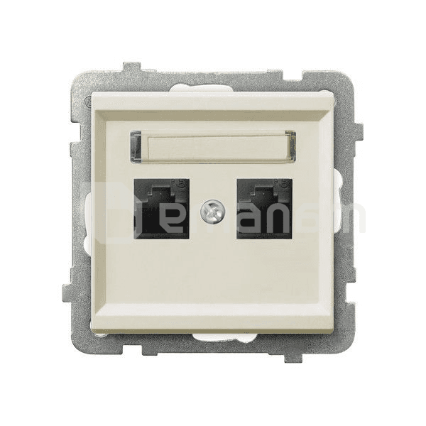 როზეტი კომპიუტერის CAT 5E Ospel Sonata GPK-2R/K/m/27 2 განყოფილებიანი ჩალისფერი
