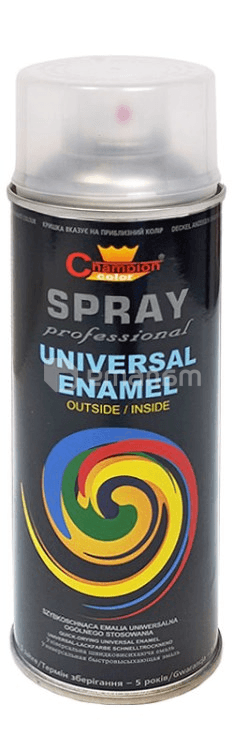უნივერსალური სპრეი საღებავი Champion Universal Enamel 400 მლ ლაქი უფერო