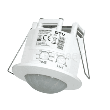 მოძრაობის სენსორი GTV CR-5 თეთრი 500W 360° ჩაფლული 6m 2.2 4 м IP20