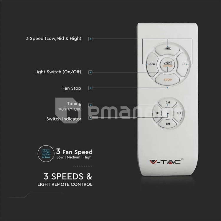 ჭაღი-ვენტილატორი V-TAC LED 7915 60W