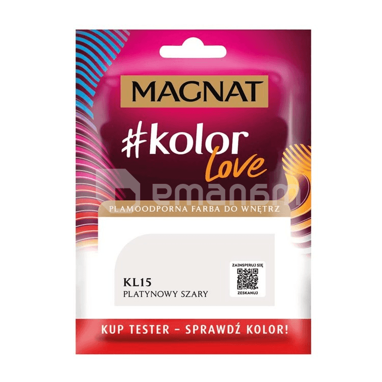 საღებავი-ტესტი ინტერიერის Magnat Kolor Love 25 მლ KL15 პლატინისფერი ნაცრისფერი