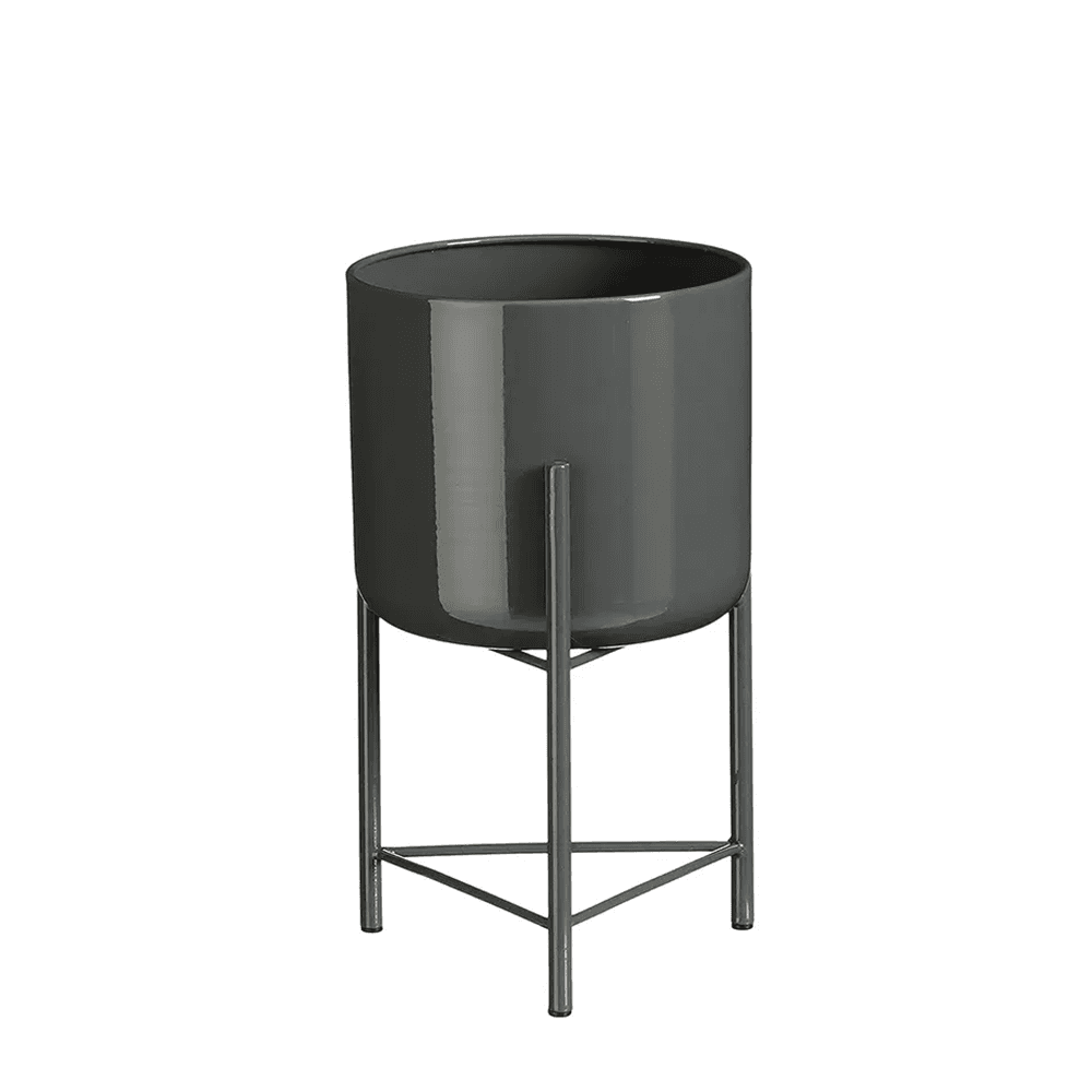 ქოთანი რკინის Colyn pot on stand black - h30xd17cm